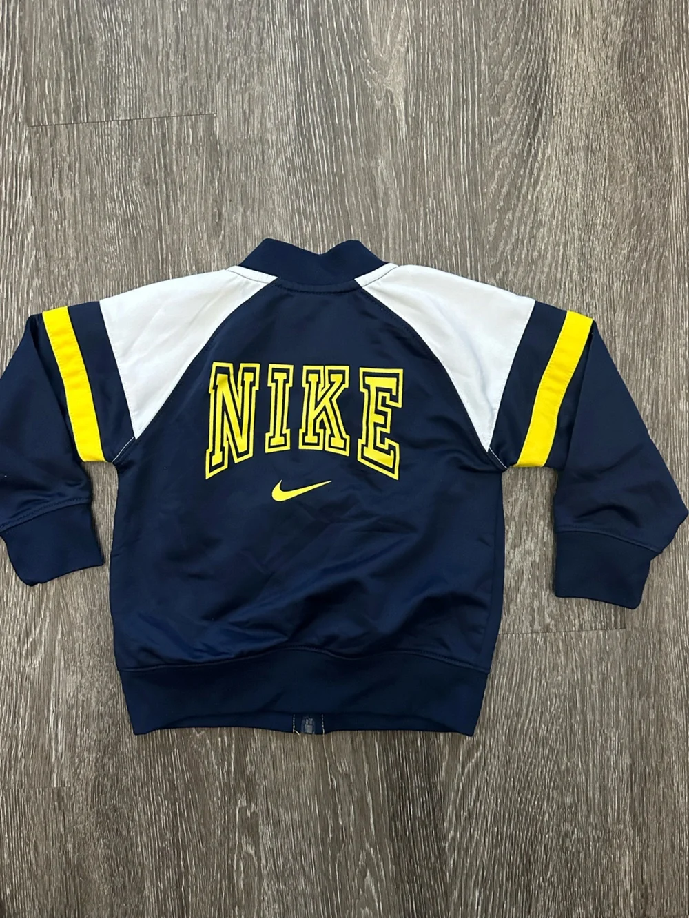 Nike Kids Yellow and Navy Bomber Jacket Full Zip Activewear